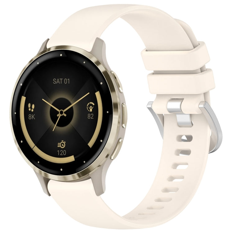 Liquid Glossy Silver Buckle Silicone Watch Band, For Garmin Venu 3S, For Garmin Forerunner 265S, For Garmin Forerunner 255S Music / 255S, For Garmin Venu 2S