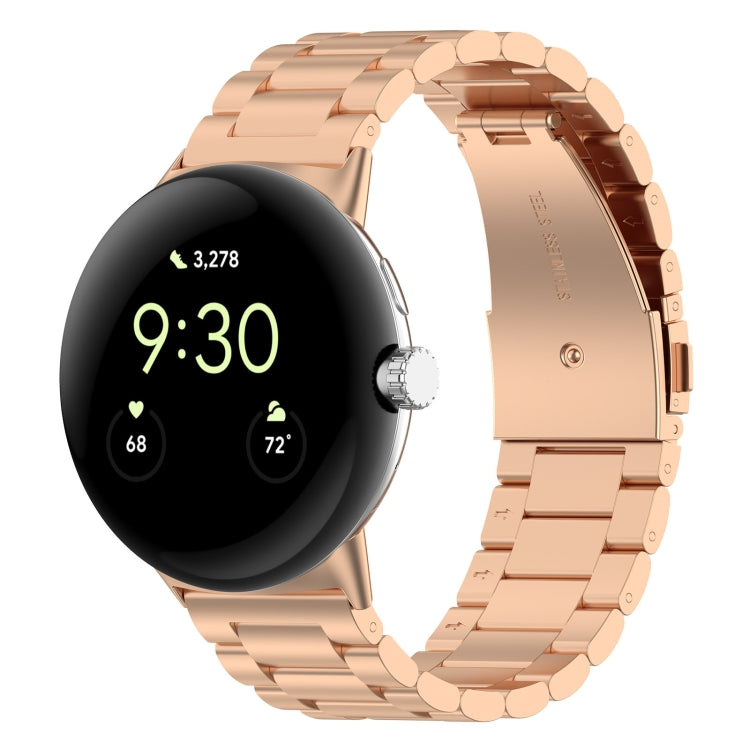 三連ビーズステンレススチールメタルウォッチバンド、Google Pixel Watch 4 / 3 / 2 / 1 41mm用