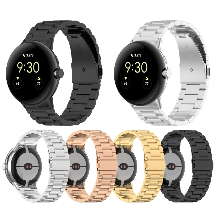 三連ビーズステンレススチールメタルウォッチバンド、Google Pixel Watch 4 / 3 / 2 / 1 41mm用