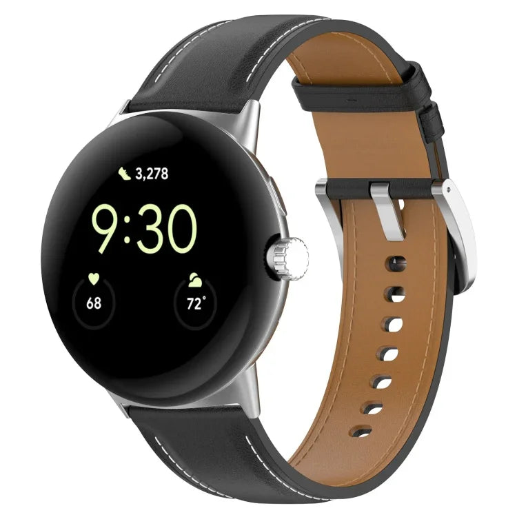 トップレザーエンボス縫製時計バンド, Google Pixel Watch 4 / 3 / 2 / 1 41mm 用