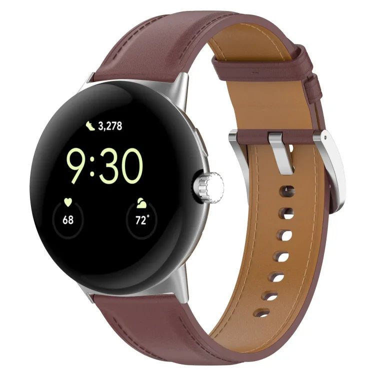 トップレザーエンボス縫製時計バンド, Google Pixel Watch 4 / 3 / 2 / 1 41mm 用