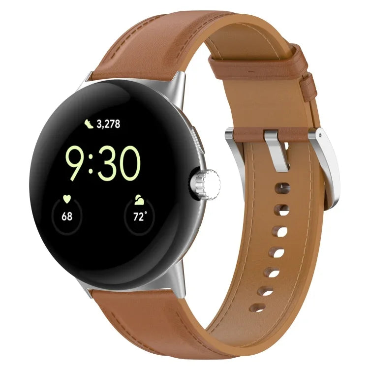 トップレザーエンボス縫製時計バンド, Google Pixel Watch 4 / 3 / 2 / 1 41mm 用