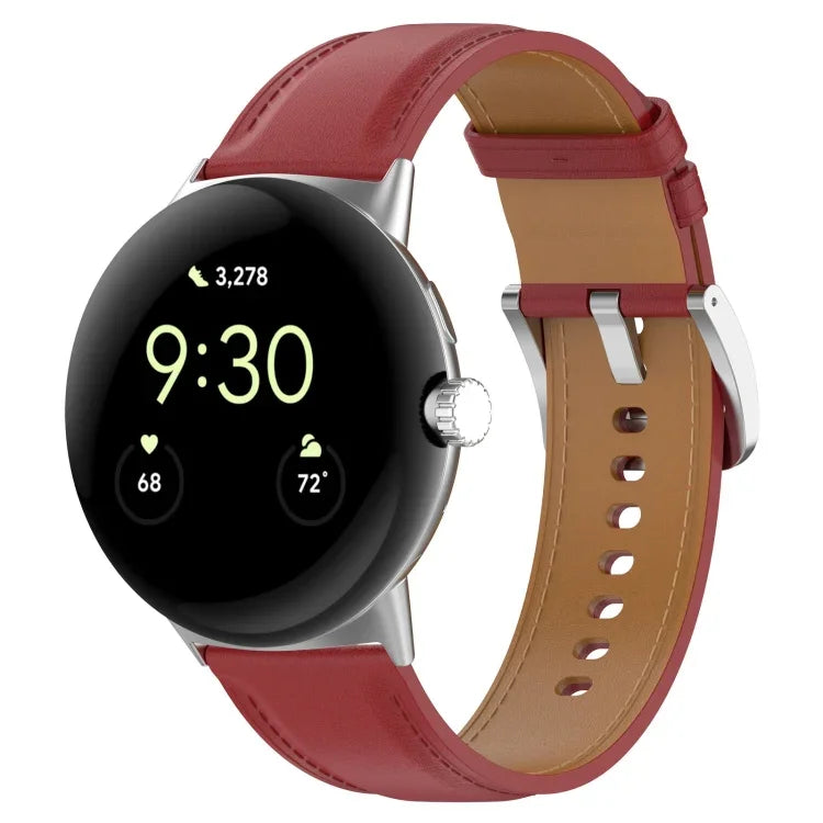 トップレザーエンボス縫製時計バンド, Google Pixel Watch 4 / 3 / 2 / 1 41mm 用