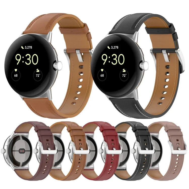 トップレザーエンボス縫製時計バンド, Google Pixel Watch 4 / 3 / 2 / 1 41mm 用