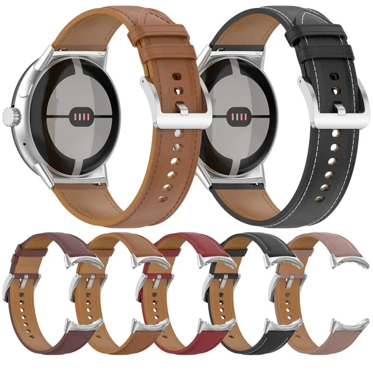 トップレザーエンボス縫製時計バンド, Google Pixel Watch 4 / 3 / 2 / 1 41mm 用