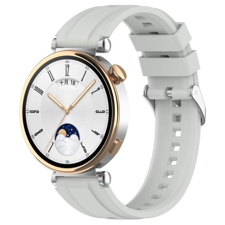 Official Steps Style Silver Buckle Silicone Watch Band, For Huawei Watch GT4 46mm, For Huawei Watch GT4 41mm