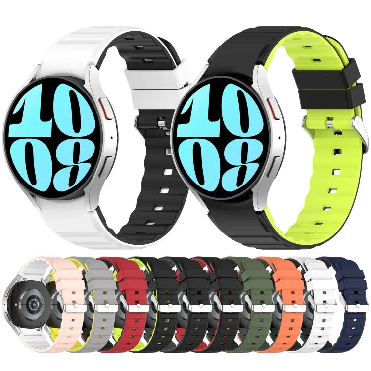 ツートンカラー横型シリコンウォッチバンド、Samsung Galaxy Watch 4用、Samsung Galaxy Watch 4 Classic 46mm用、Samsung Galaxy Watch 3 41mm用