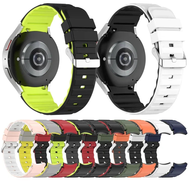 ツートンカラー横型シリコンウォッチバンド、Samsung Galaxy Watch 4用、Samsung Galaxy Watch 4 Classic 46mm用、Samsung Galaxy Watch 3 41mm用
