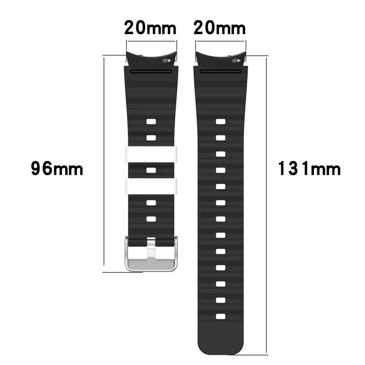 ツートンカラー横型シリコンウォッチバンド、Samsung Galaxy Watch 4用、Samsung Galaxy Watch 4 Classic 46mm用、Samsung Galaxy Watch 3 41mm用