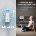 WAVLINK WN583AX1 イーサネットポート AX1800 WiFi6 1.8Gbps デュアルバンドWiFiブースター ワイヤレスルーター、EUプラグ
