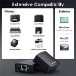 WAVLINK NU72P11 100Mbpsネットワークプリントサーバー USB 2.0ネットワークプリンタ電源アダプター、USプラグ、UKプラグ、EUプラグ、AUプラグ