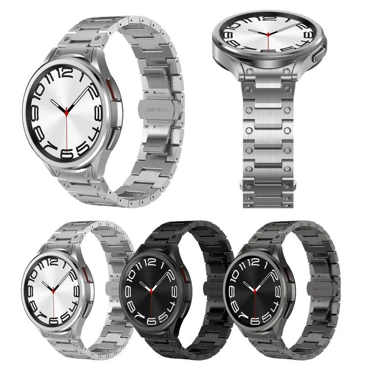 デュアルサークル カーブドコネクション ステンレススチール 時計バンド、Samsung Galaxy Watch6 Classic 43 / 47mm 用、Samsung Galaxy Watch 6 40 / 44mm 用、Samsung Galaxy Watch 5 40 / 44mm 用、Samsung Galaxy Watch 5 Pro 用、Samsung Galaxy Watch 4 40 / 44mm 用