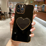 電気めっきラブハートホルダー TPU iPhoneケース、iPhone 14 Pro Max 用、iPhone SE 2022 / 2020 / 7 / 8 用、iPhone 13 Pro Max 用、iPhone 13 Pro 用、iPhone 13 用、iPhone 13 mini 用、iPhone 12 用、iPhone 12 Pro Max 用
