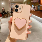 電気めっきラブハートホルダー TPU iPhoneケース、iPhone 14 Pro Max 用、iPhone SE 2022 / 2020 / 7 / 8 用、iPhone 13 Pro Max 用、iPhone 13 Pro 用、iPhone 13 用、iPhone 13 mini 用、iPhone 12 用、iPhone 12 Pro Max 用