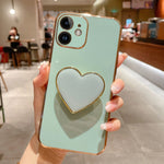 電気めっきラブハートホルダー TPU iPhoneケース、iPhone 14 Pro Max 用、iPhone SE 2022 / 2020 / 7 / 8 用、iPhone 13 Pro Max 用、iPhone 13 Pro 用、iPhone 13 用、iPhone 13 mini 用、iPhone 12 用、iPhone 12 Pro Max 用