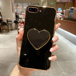 電気めっきラブハートホルダー TPU iPhoneケース、iPhone 7 Plus / 8 Plus 用
