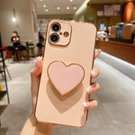 電気めっきラブハートホルダー TPU iPhoneケース、iPhone 17e / 16e 用、iPhone 17 Pro Max 用、iPhone 17 Pro 用、iPhone 17 用、iPhone Air 用、iPhone 16 Pro Max 用、iPhone 16 Pro 用、iPhone 16 Plus 用