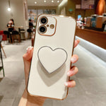 電気めっきラブハートホルダー TPU iPhoneケース、iPhone 17e / 16e 用、iPhone 17 Pro Max 用、iPhone 17 Pro 用、iPhone 17 用、iPhone Air 用、iPhone 16 Pro Max 用、iPhone 16 Pro 用、iPhone 16 Plus 用