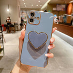 電気めっきラブハートホルダー TPU iPhoneケース、iPhone 17e / 16e 用、iPhone 17 Pro Max 用、iPhone 17 Pro 用、iPhone 17 用、iPhone Air 用、iPhone 16 Pro Max 用、iPhone 16 Pro 用、iPhone 16 Plus 用