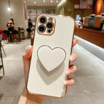 電気めっきラブハートホルダー TPU iPhoneケース、iPhone 17e / 16e 用、iPhone 17 Pro Max 用、iPhone 17 Pro 用、iPhone 17 用、iPhone Air 用、iPhone 16 Pro Max 用、iPhone 16 Pro 用、iPhone 16 Plus 用