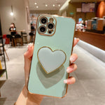 電気めっきラブハートホルダー TPU iPhoneケース、iPhone 17e / 16e 用、iPhone 17 Pro Max 用、iPhone 17 Pro 用、iPhone 17 用、iPhone Air 用、iPhone 16 Pro Max 用、iPhone 16 Pro 用、iPhone 16 Plus 用