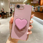 電気めっきラブハートホルダー TPU iPhoneケース、iPhone 17e / 16e 用、iPhone 17 Pro Max 用、iPhone 17 Pro 用、iPhone 17 用、iPhone Air 用、iPhone 16 Pro Max 用、iPhone 16 Pro 用、iPhone 16 Plus 用