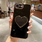 電気めっきラブハートホルダー TPU iPhoneケース、iPhone 17e / 16e 用、iPhone 17 Pro Max 用、iPhone 17 Pro 用、iPhone 17 用、iPhone Air 用、iPhone 16 Pro Max 用、iPhone 16 Pro 用、iPhone 16 Plus 用