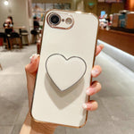 電気めっきラブハートホルダー TPU iPhoneケース、iPhone 17e / 16e 用、iPhone 17 Pro Max 用、iPhone 17 Pro 用、iPhone 17 用、iPhone Air 用、iPhone 16 Pro Max 用、iPhone 16 Pro 用、iPhone 16 Plus 用
