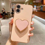 電気めっきラブハートホルダー TPU iPhoneケース、iPhone 17e / 16e 用、iPhone 17 Pro Max 用、iPhone 17 Pro 用、iPhone 17 用、iPhone Air 用、iPhone 16 Pro Max 用、iPhone 16 Pro 用、iPhone 16 Plus 用