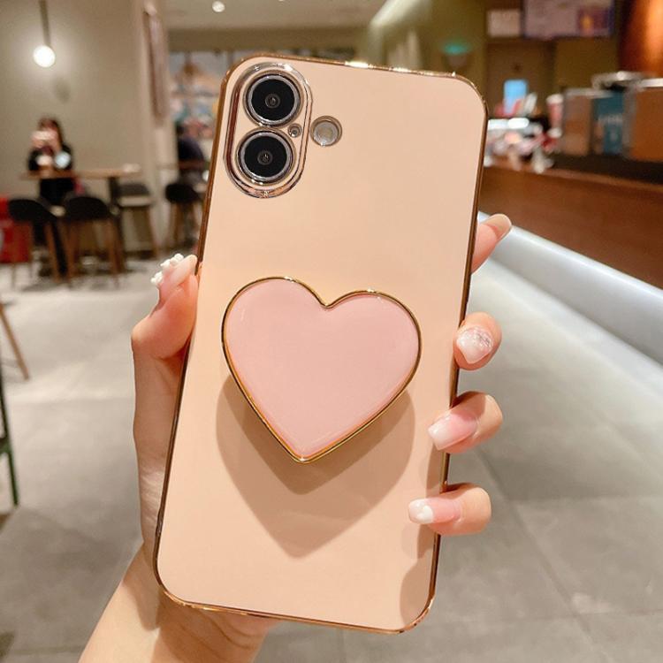 電気めっきラブハートホルダー TPU iPhoneケース、iPhone 17e / 16e 用、iPhone 17 Pro Max 用、iPhone 17 Pro 用、iPhone 17 用、iPhone Air 用、iPhone 16 Pro Max 用、iPhone 16 Pro 用、iPhone 16 Plus 用
