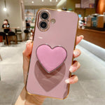 電気めっきラブハートホルダー TPU iPhoneケース、iPhone 17e / 16e 用、iPhone 17 Pro Max 用、iPhone 17 Pro 用、iPhone 17 用、iPhone Air 用、iPhone 16 Pro Max 用、iPhone 16 Pro 用、iPhone 16 Plus 用