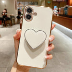電気めっきラブハートホルダー TPU iPhoneケース、iPhone 17e / 16e 用、iPhone 17 Pro Max 用、iPhone 17 Pro 用、iPhone 17 用、iPhone Air 用、iPhone 16 Pro Max 用、iPhone 16 Pro 用、iPhone 16 Plus 用