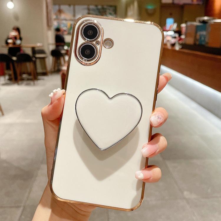 電気めっきラブハートホルダー TPU iPhoneケース、iPhone 17e / 16e 用、iPhone 17 Pro Max 用、iPhone 17 Pro 用、iPhone 17 用、iPhone Air 用、iPhone 16 Pro Max 用、iPhone 16 Pro 用、iPhone 16 Plus 用