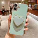 電気めっきラブハートホルダー TPU iPhoneケース、iPhone 17e / 16e 用、iPhone 17 Pro Max 用、iPhone 17 Pro 用、iPhone 17 用、iPhone Air 用、iPhone 16 Pro Max 用、iPhone 16 Pro 用、iPhone 16 Plus 用