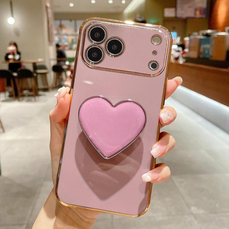 電気めっきラブハートホルダー TPU iPhoneケース、iPhone 17e / 16e 用、iPhone 17 Pro Max 用、iPhone 17 Pro 用、iPhone 17 用、iPhone Air 用、iPhone 16 Pro Max 用、iPhone 16 Pro 用、iPhone 16 Plus 用
