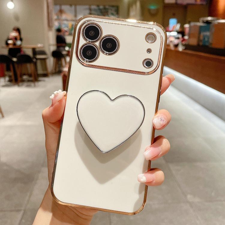 電気めっきラブハートホルダー TPU iPhoneケース、iPhone 17e / 16e 用、iPhone 17 Pro Max 用、iPhone 17 Pro 用、iPhone 17 用、iPhone Air 用、iPhone 16 Pro Max 用、iPhone 16 Pro 用、iPhone 16 Plus 用