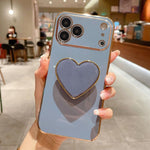 電気めっきラブハートホルダー TPU iPhoneケース、iPhone 17e / 16e 用、iPhone 17 Pro Max 用、iPhone 17 Pro 用、iPhone 17 用、iPhone Air 用、iPhone 16 Pro Max 用、iPhone 16 Pro 用、iPhone 16 Plus 用