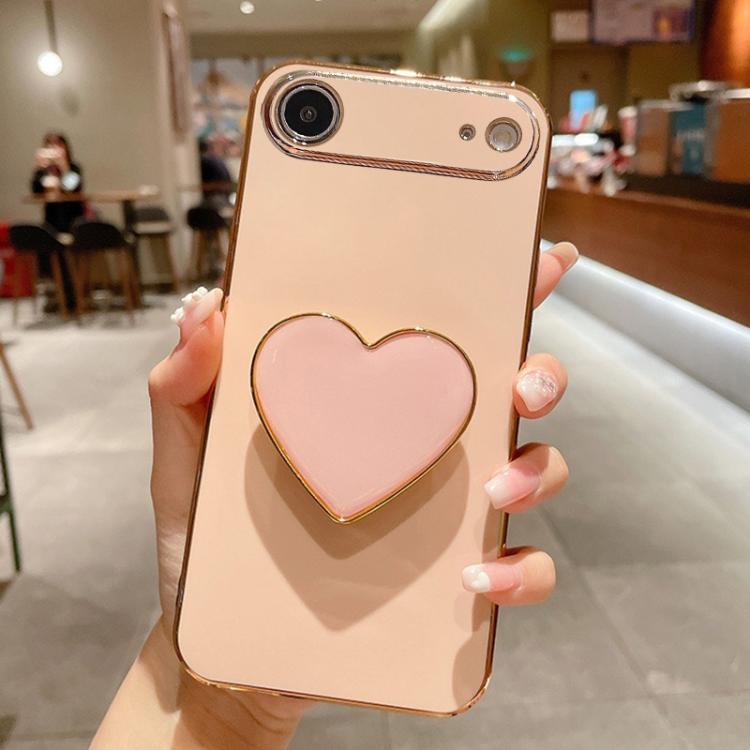電気めっきラブハートホルダー TPU iPhoneケース、iPhone 17e / 16e 用、iPhone 17 Pro Max 用、iPhone 17 Pro 用、iPhone 17 用、iPhone Air 用、iPhone 16 Pro Max 用、iPhone 16 Pro 用、iPhone 16 Plus 用