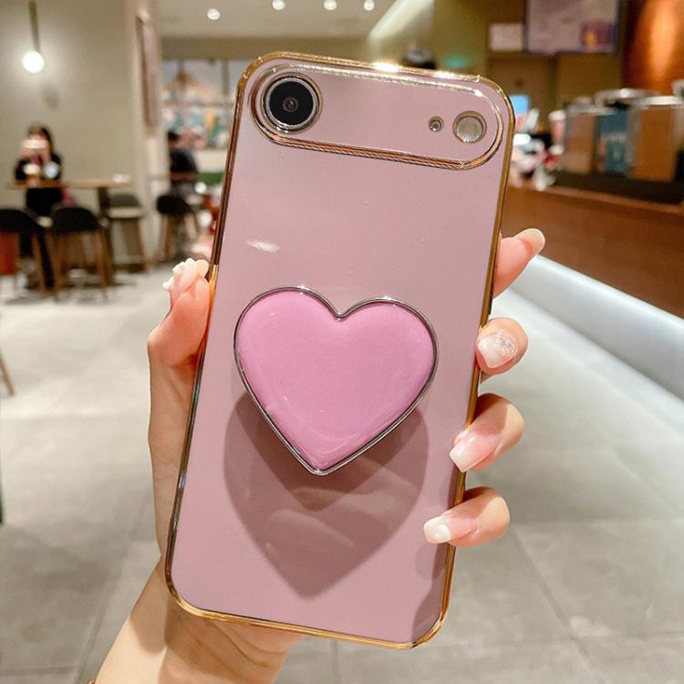 電気めっきラブハートホルダー TPU iPhoneケース、iPhone 17e / 16e 用、iPhone 17 Pro Max 用、iPhone 17 Pro 用、iPhone 17 用、iPhone Air 用、iPhone 16 Pro Max 用、iPhone 16 Pro 用、iPhone 16 Plus 用