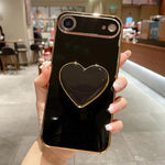 電気めっきラブハートホルダー TPU iPhoneケース、iPhone 17e / 16e 用、iPhone 17 Pro Max 用、iPhone 17 Pro 用、iPhone 17 用、iPhone Air 用、iPhone 16 Pro Max 用、iPhone 16 Pro 用、iPhone 16 Plus 用