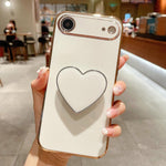 電気めっきラブハートホルダー TPU iPhoneケース、iPhone 17e / 16e 用、iPhone 17 Pro Max 用、iPhone 17 Pro 用、iPhone 17 用、iPhone Air 用、iPhone 16 Pro Max 用、iPhone 16 Pro 用、iPhone 16 Plus 用