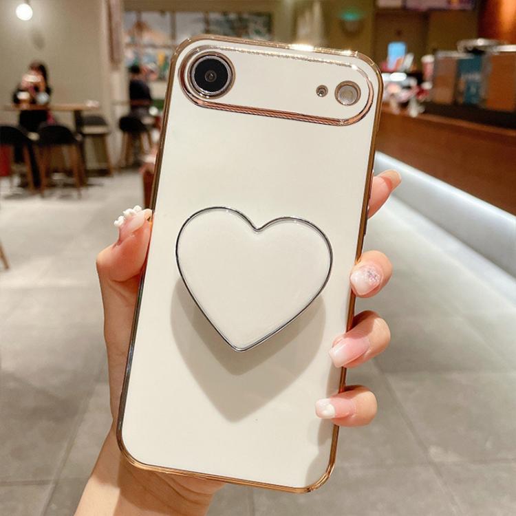 電気めっきラブハートホルダー TPU iPhoneケース、iPhone 17e / 16e 用、iPhone 17 Pro Max 用、iPhone 17 Pro 用、iPhone 17 用、iPhone Air 用、iPhone 16 Pro Max 用、iPhone 16 Pro 用、iPhone 16 Plus 用