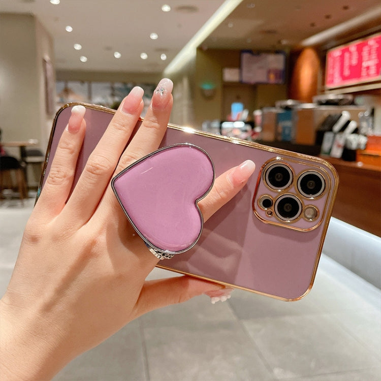 電気めっきラブハートホルダー TPU iPhoneケース、iPhone 17e / 16e 用、iPhone 17 Pro Max 用、iPhone 17 Pro 用、iPhone 17 用、iPhone Air 用、iPhone 16 Pro Max 用、iPhone 16 Pro 用、iPhone 16 Plus 用