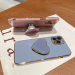 電気めっきラブハートホルダー TPU iPhoneケース、iPhone 17e / 16e 用、iPhone 17 Pro Max 用、iPhone 17 Pro 用、iPhone 17 用、iPhone Air 用、iPhone 16 Pro Max 用、iPhone 16 Pro 用、iPhone 16 Plus 用