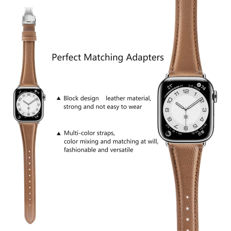 無地レザーバタフライバックルウォッチバンド、Apple Watch SE 2022 40mm用、Apple Watch SE 2022 44mm用、Apple Watch Series 7 41mm用、Apple Watch Series 7 45mm用
