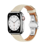 無地レザーバタフライバックルウォッチバンド、Apple Watch SE 2022 40mm用、Apple Watch SE 2022 44mm用、Apple Watch Series 7 41mm用、Apple Watch Series 7 45mm用