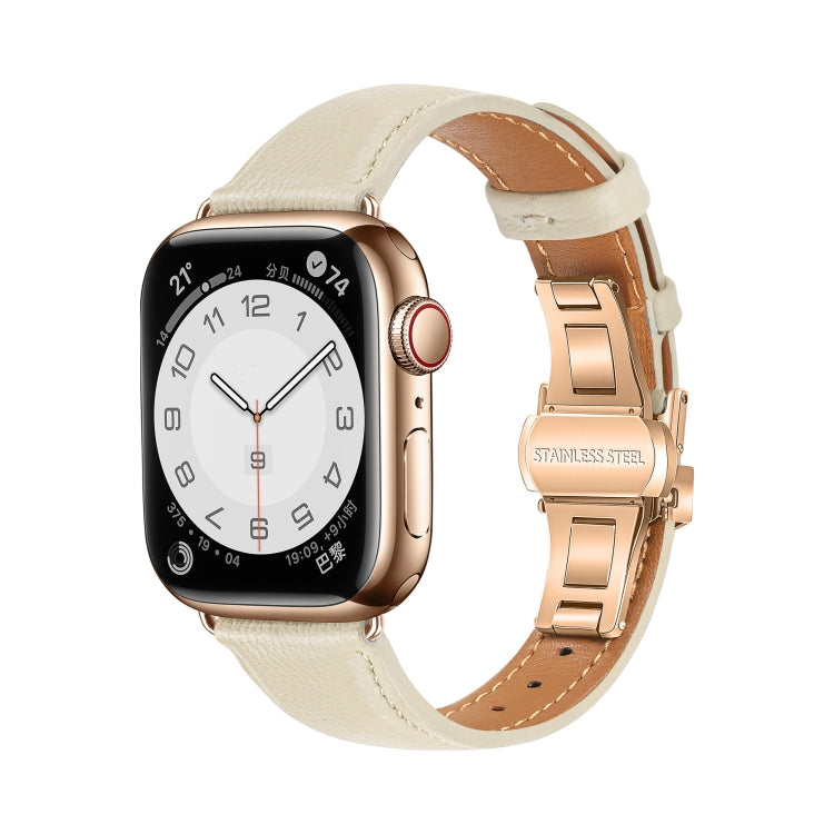 無地レザーバタフライバックルウォッチバンド、Apple Watch SE 2022 40mm用、Apple Watch SE 2022 44mm用、Apple Watch Series 7 41mm用、Apple Watch Series 7 45mm用