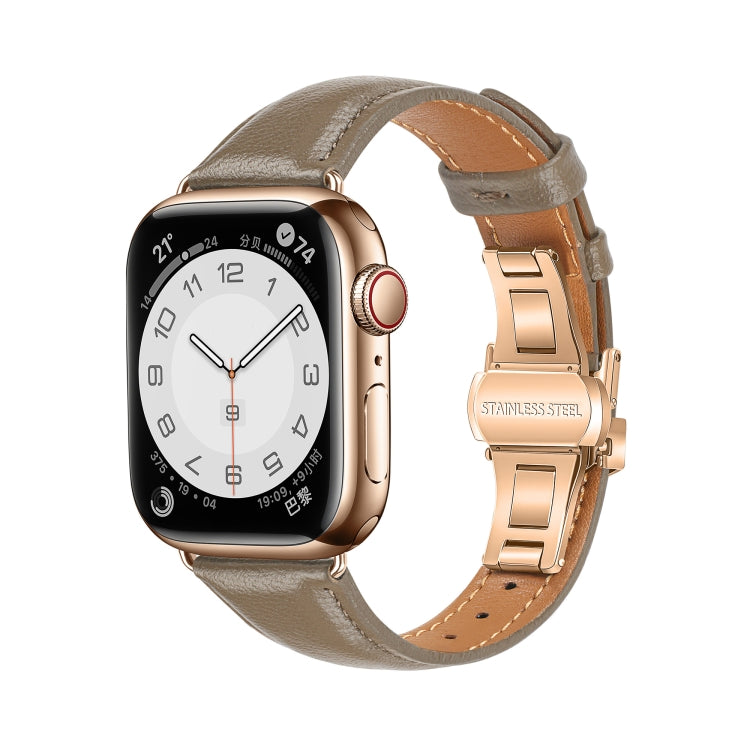 無地レザーバタフライバックルウォッチバンド、Apple Watch SE 2022 40mm用、Apple Watch SE 2022 44mm用、Apple Watch Series 7 41mm用、Apple Watch Series 7 45mm用