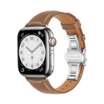 プレーンレザーバタフライバックルウォッチバンド、Apple Watch Series 4 44mm用、Apple Watch Series 4 40mm用、Apple Watch Series 3 38mm用、Apple Watch Series 3 42mm用