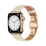 プレーンレザーバタフライバックルウォッチバンド、Apple Watch Series 4 44mm用、Apple Watch Series 4 40mm用、Apple Watch Series 3 38mm用、Apple Watch Series 3 42mm用